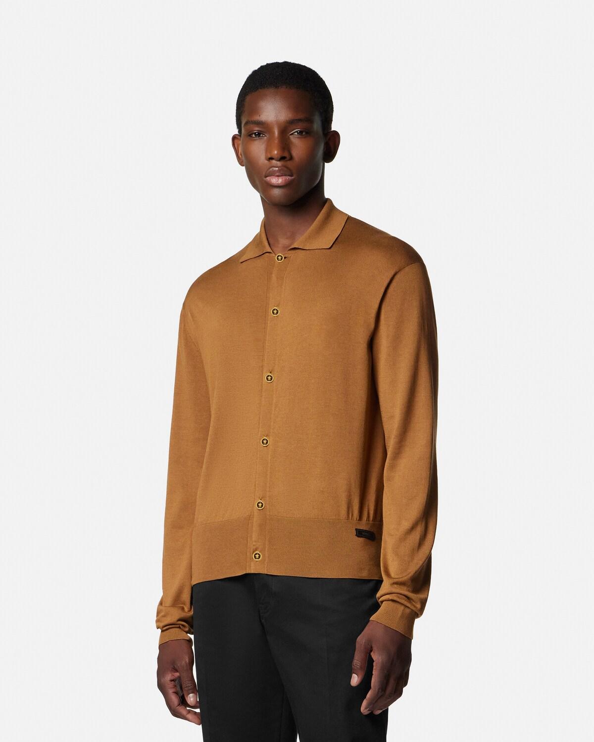 Silk-Cotton Knit Polo Cardigan - Image 4