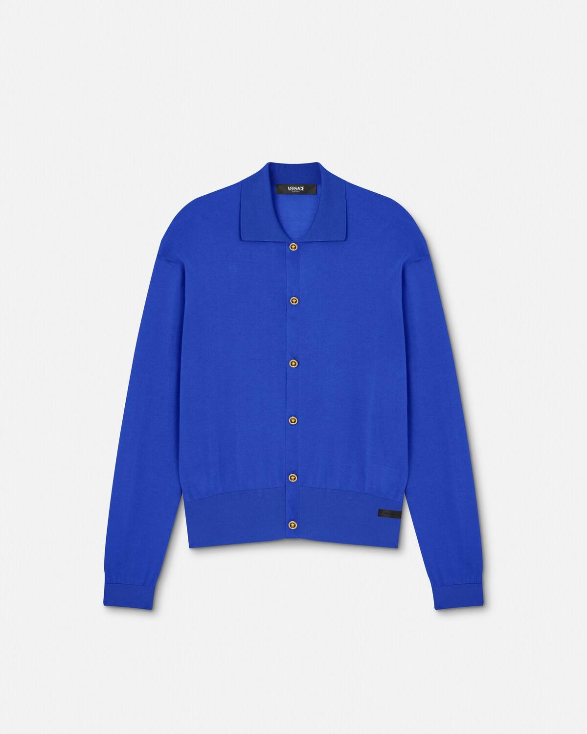Silk-Cotton Knit Polo Cardigan