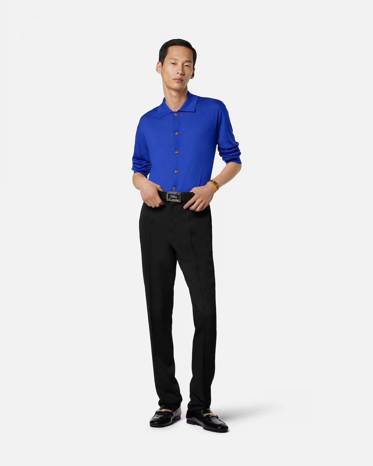 Silk-Cotton Knit Polo Cardigan - Image 2