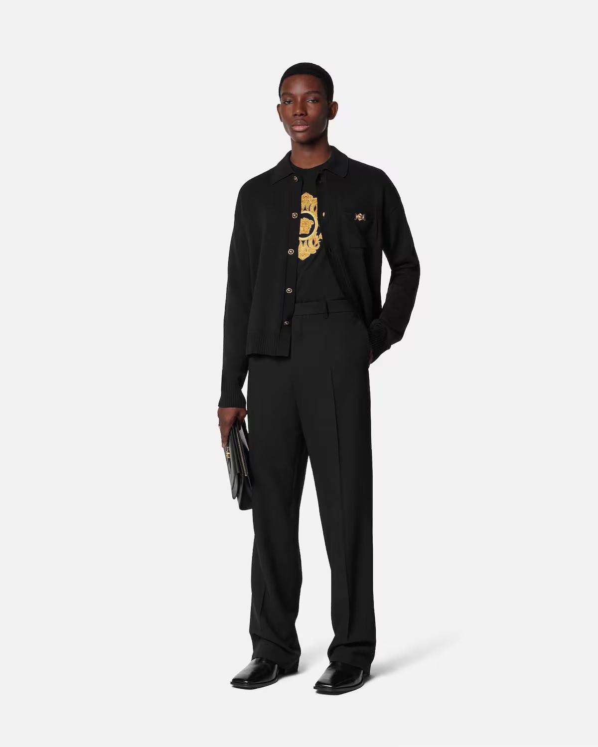 Cashmere-Cotton Knit Polo Cardigan - Image 2