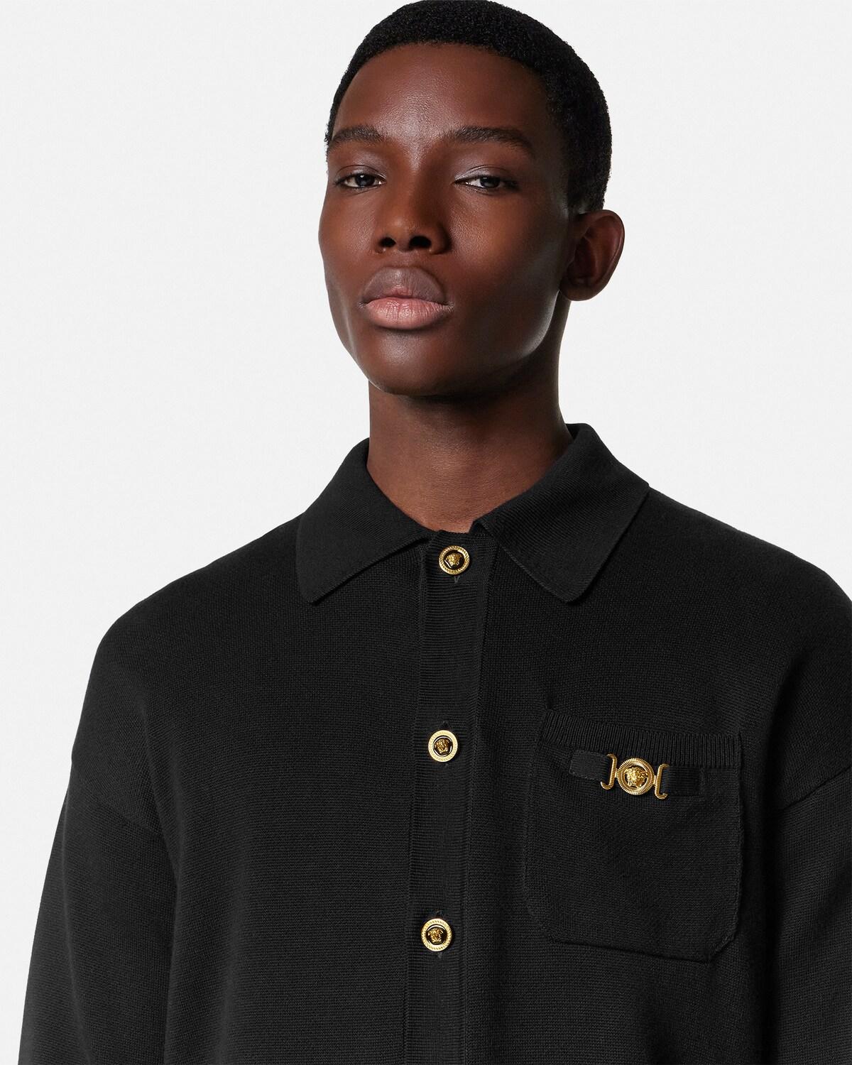 Cashmere-Cotton Knit Polo Cardigan - Image 3