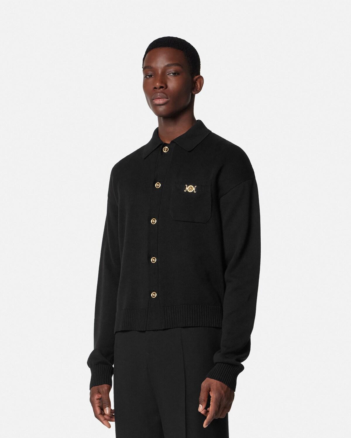 Cashmere-Cotton Knit Polo Cardigan - Image 4