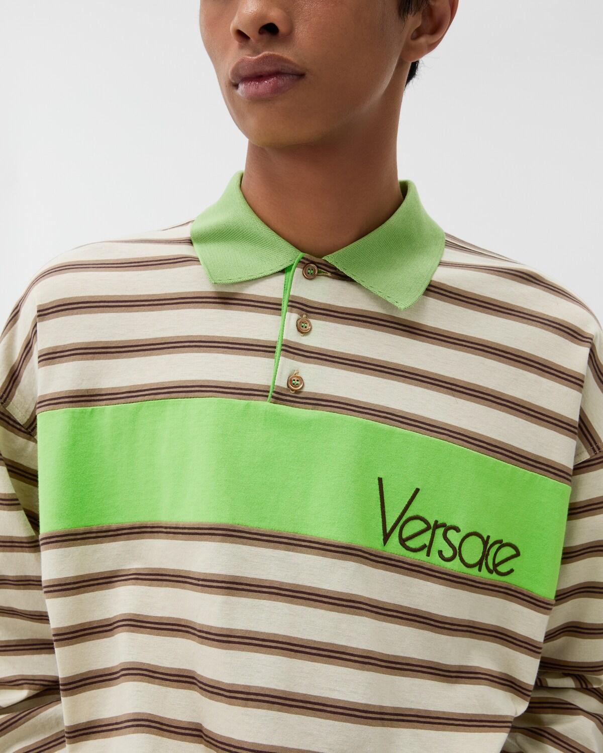 Embroidered Logo Striped Intarsia Cotton Polo - Image 5