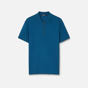 Embroidered Cotton-Piqu?? Half-Zip Polo