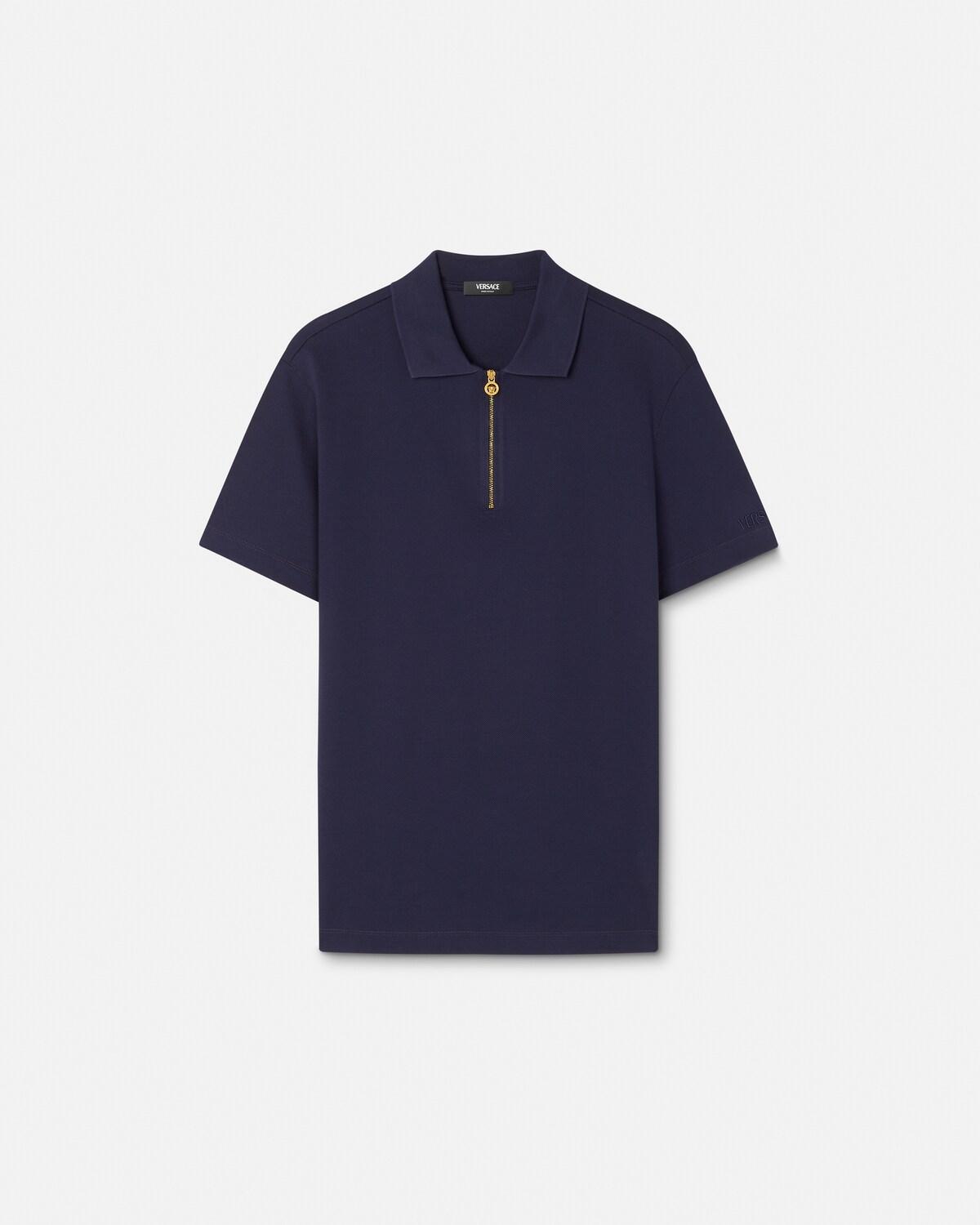 Embroidered Cotton-Piqu?? Half-Zip Polo
