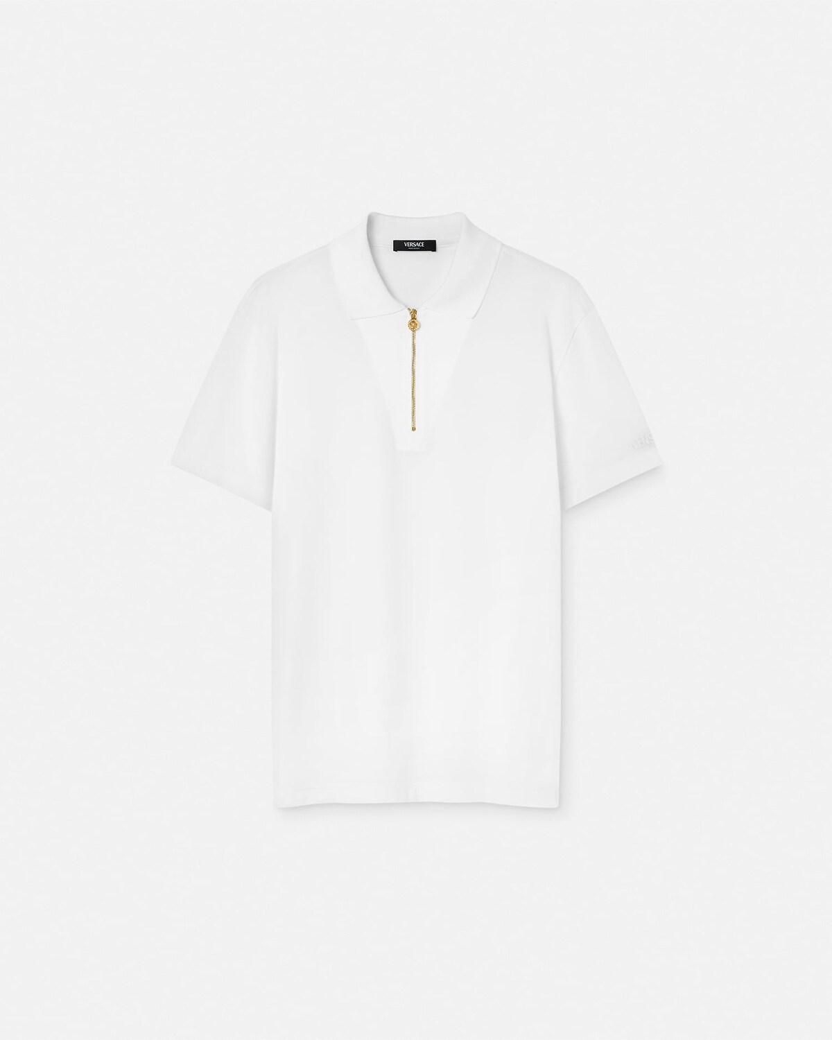 Embroidered Cotton-Piqu?? Half-Zip Polo