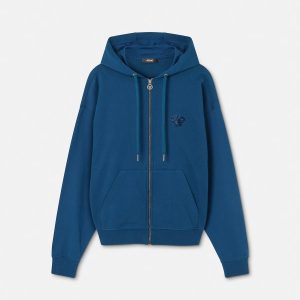 Embroidered Cotton-Jersey Zip Hoodie