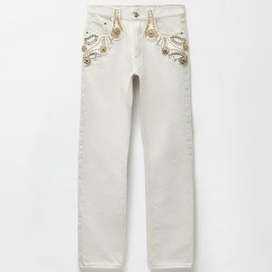 Embroidered Straight Jeans