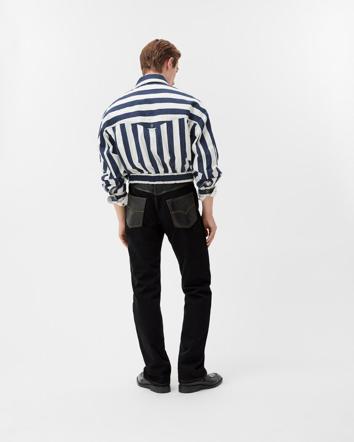 Denim & Leather Straight Jeans - Image 3