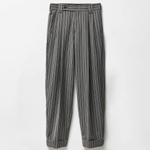 Pinstripe Wool Oversized Pants