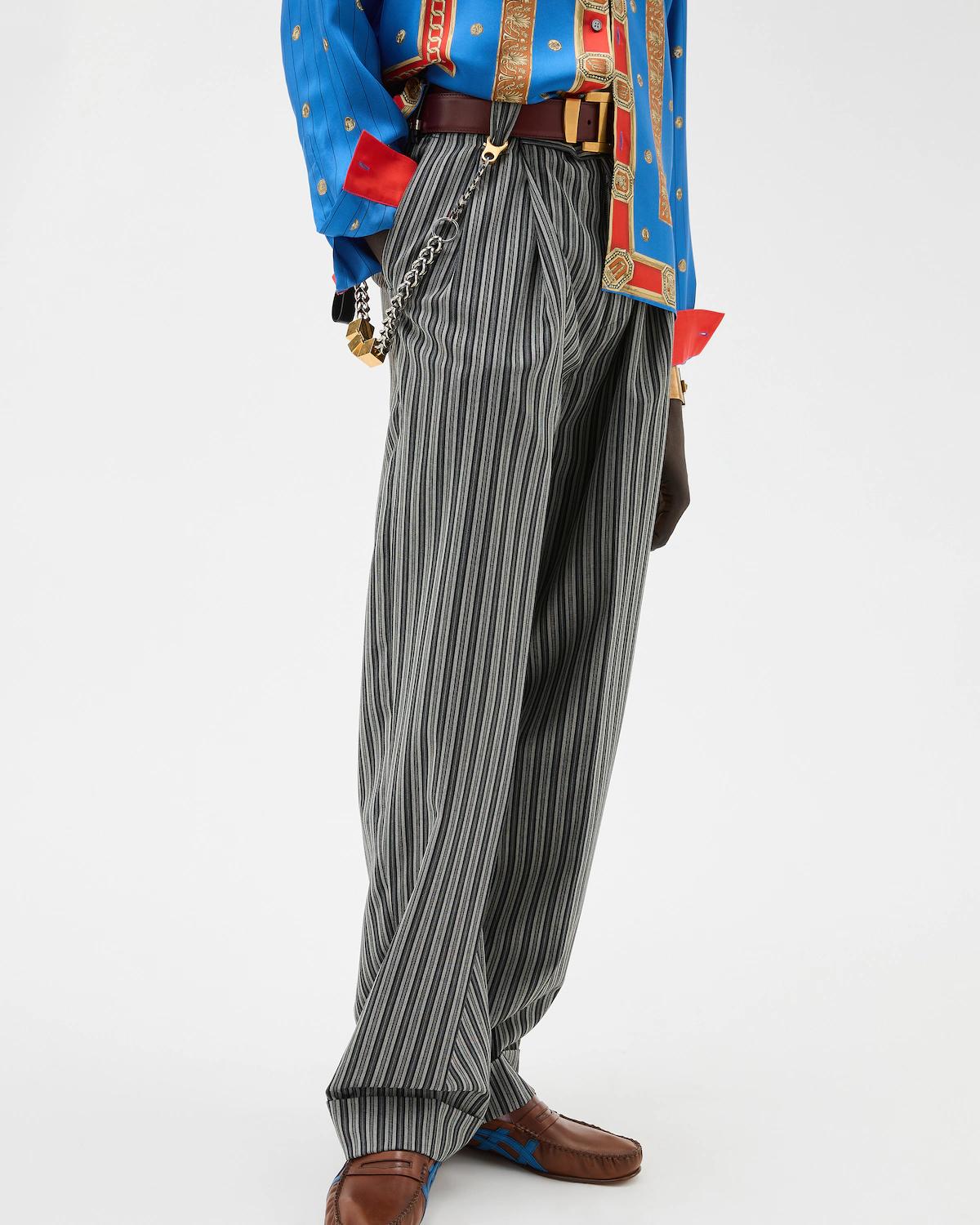 Pinstripe Wool Oversized Pants - Image 4