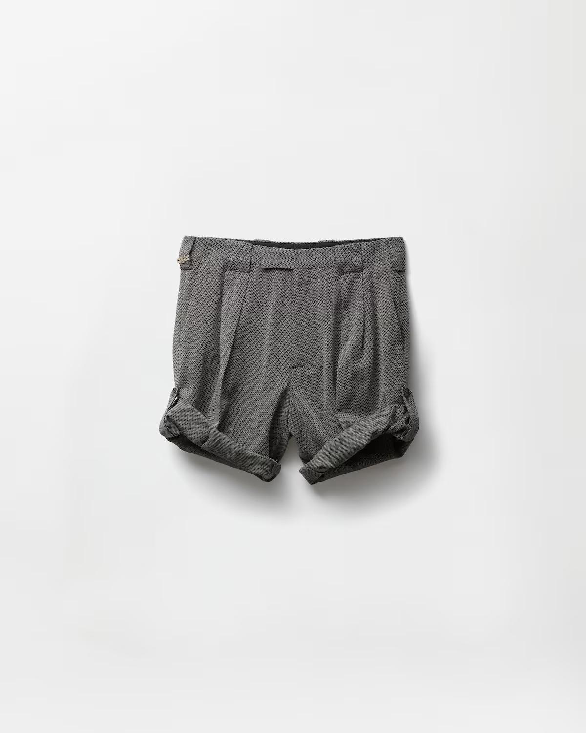 Herringbone Wool Cr??pe Formal Shorts