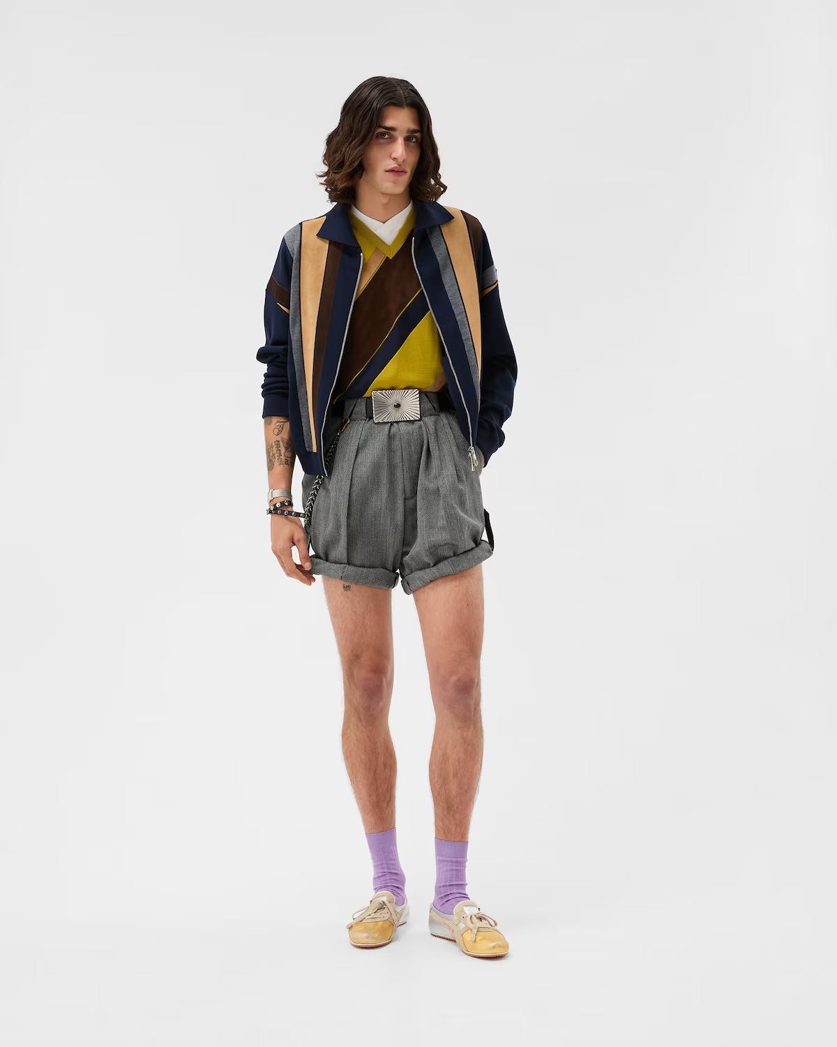 Herringbone Wool Cr??pe Formal Shorts - Image 2