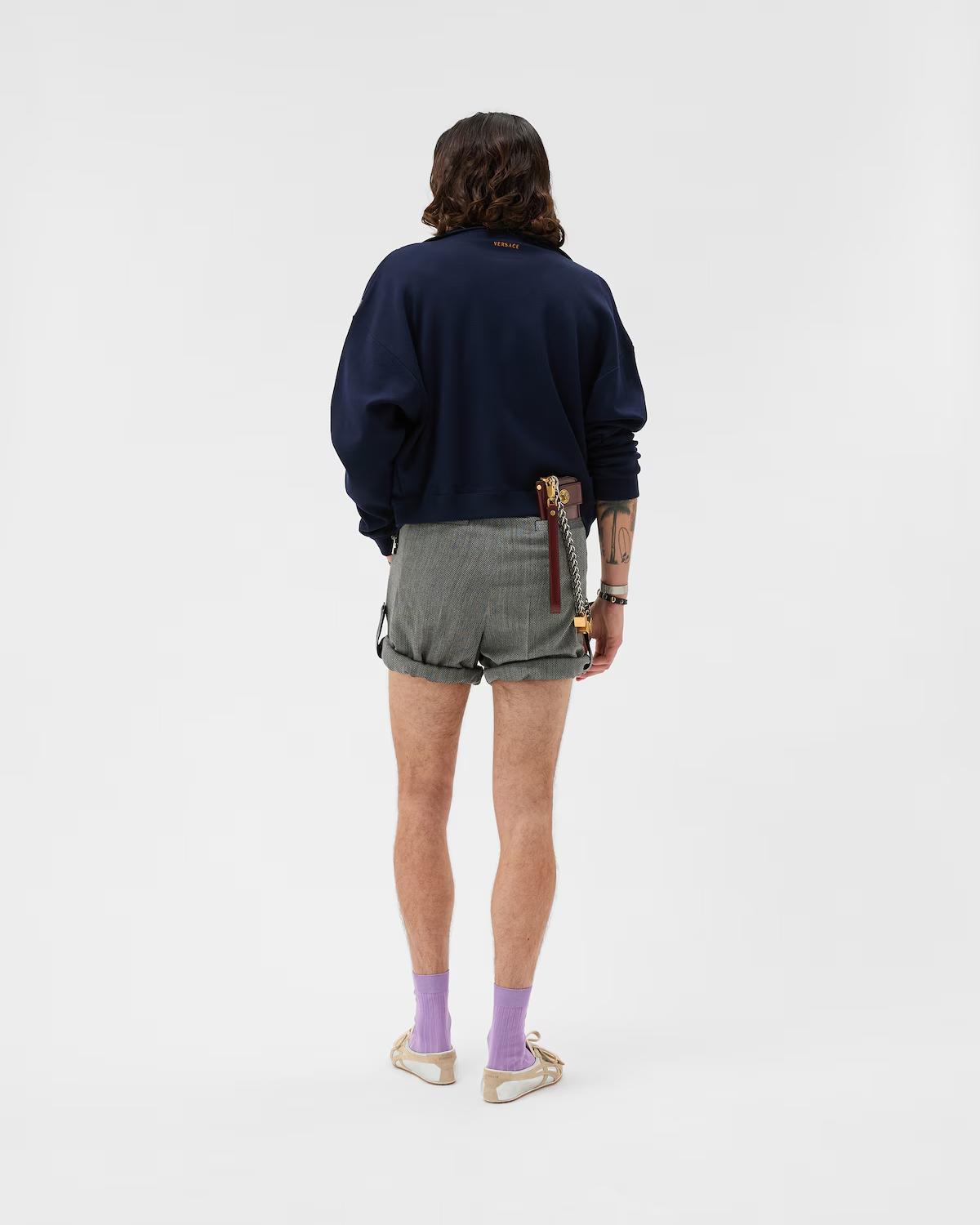 Herringbone Wool Cr??pe Formal Shorts - Image 3
