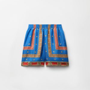 Printed Silk Twill Shorts