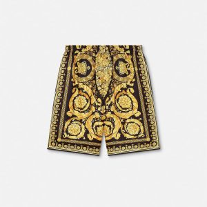 Printed Silk Twill Shorts