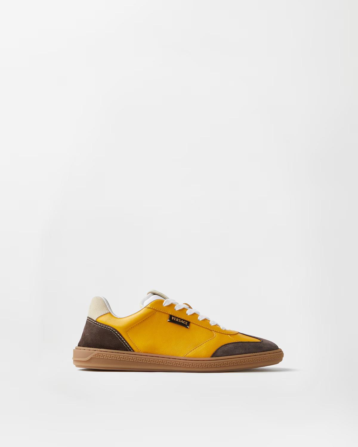 Greca Court Nappa & Suede Sneakers