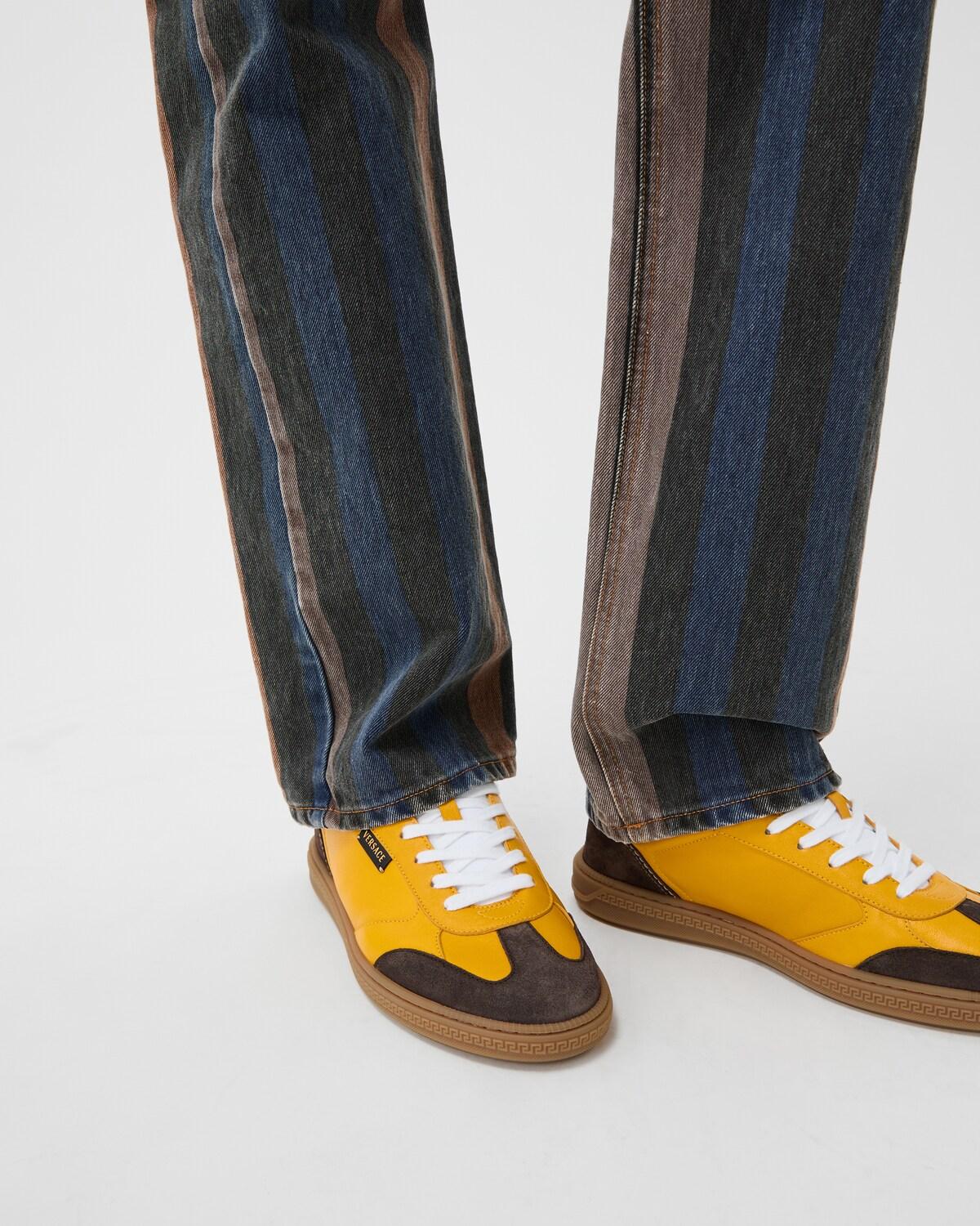 Greca Court Nappa & Suede Sneakers - Image 2