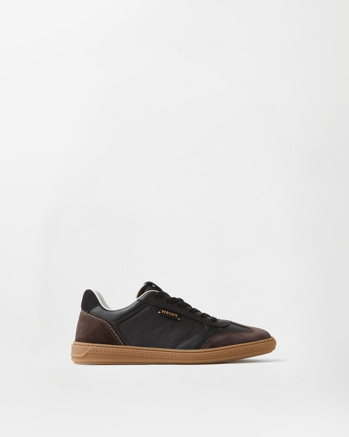 Greca Court Nappa & Suede Sneakers