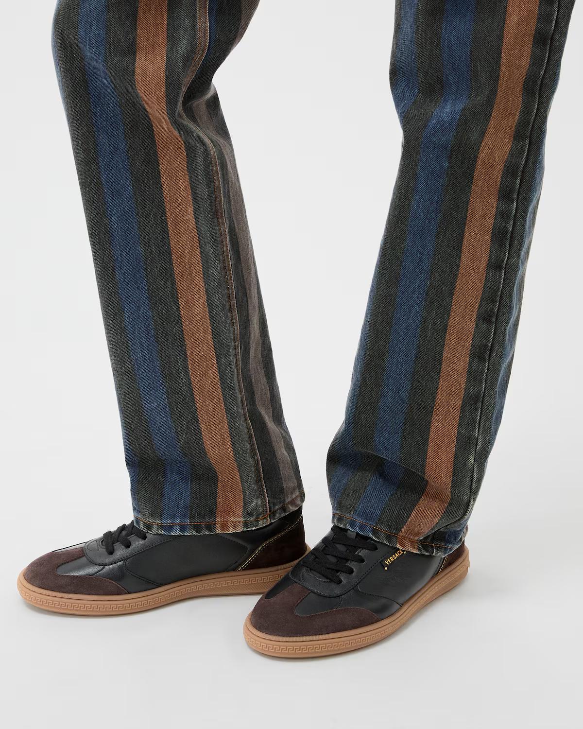 Greca Court Nappa & Suede Sneakers - Image 2