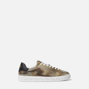 Greca Lizard-Effect Sneakers