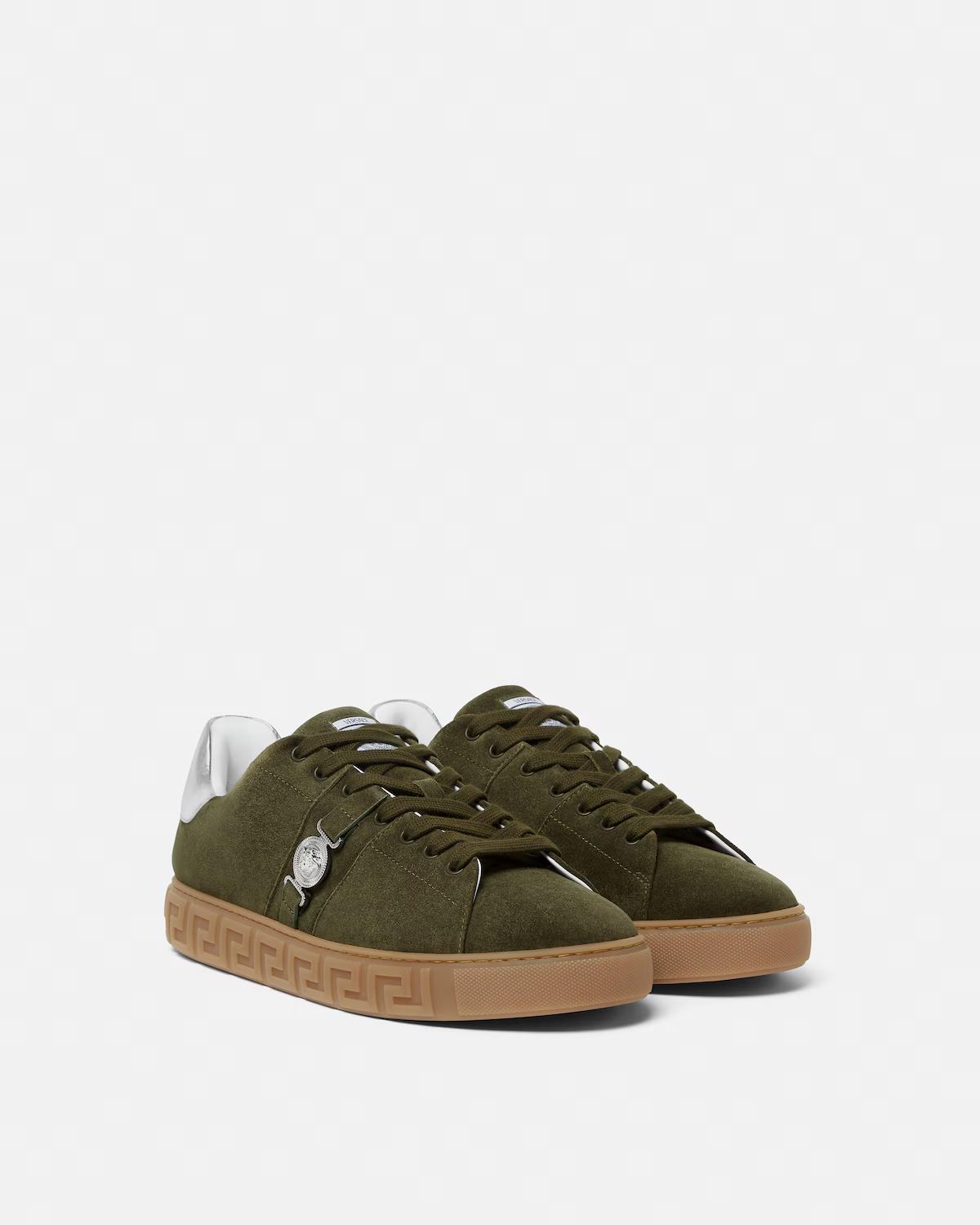 Greca Embellished Suede Sneakers - Image 2