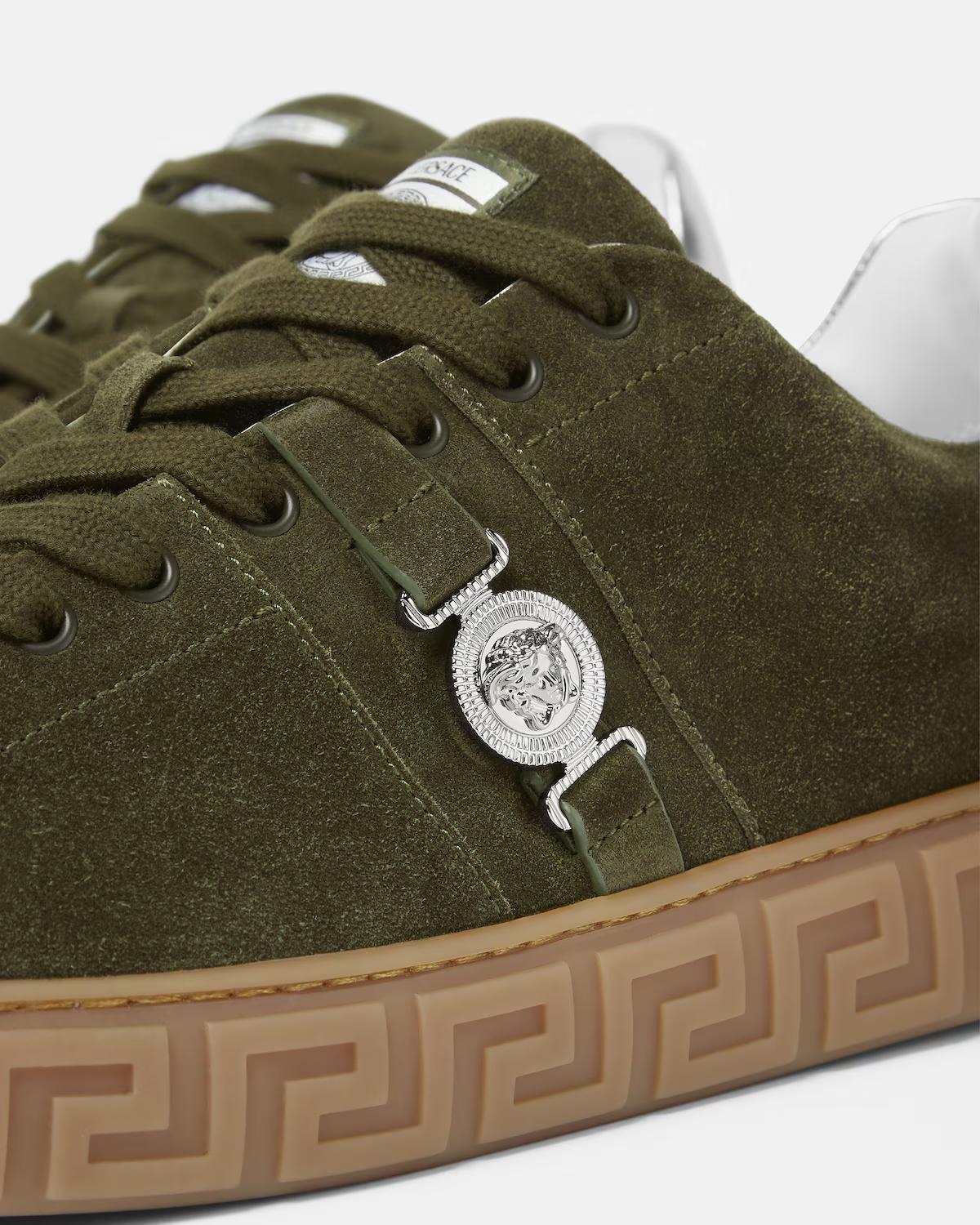 Greca Embellished Suede Sneakers - Image 4