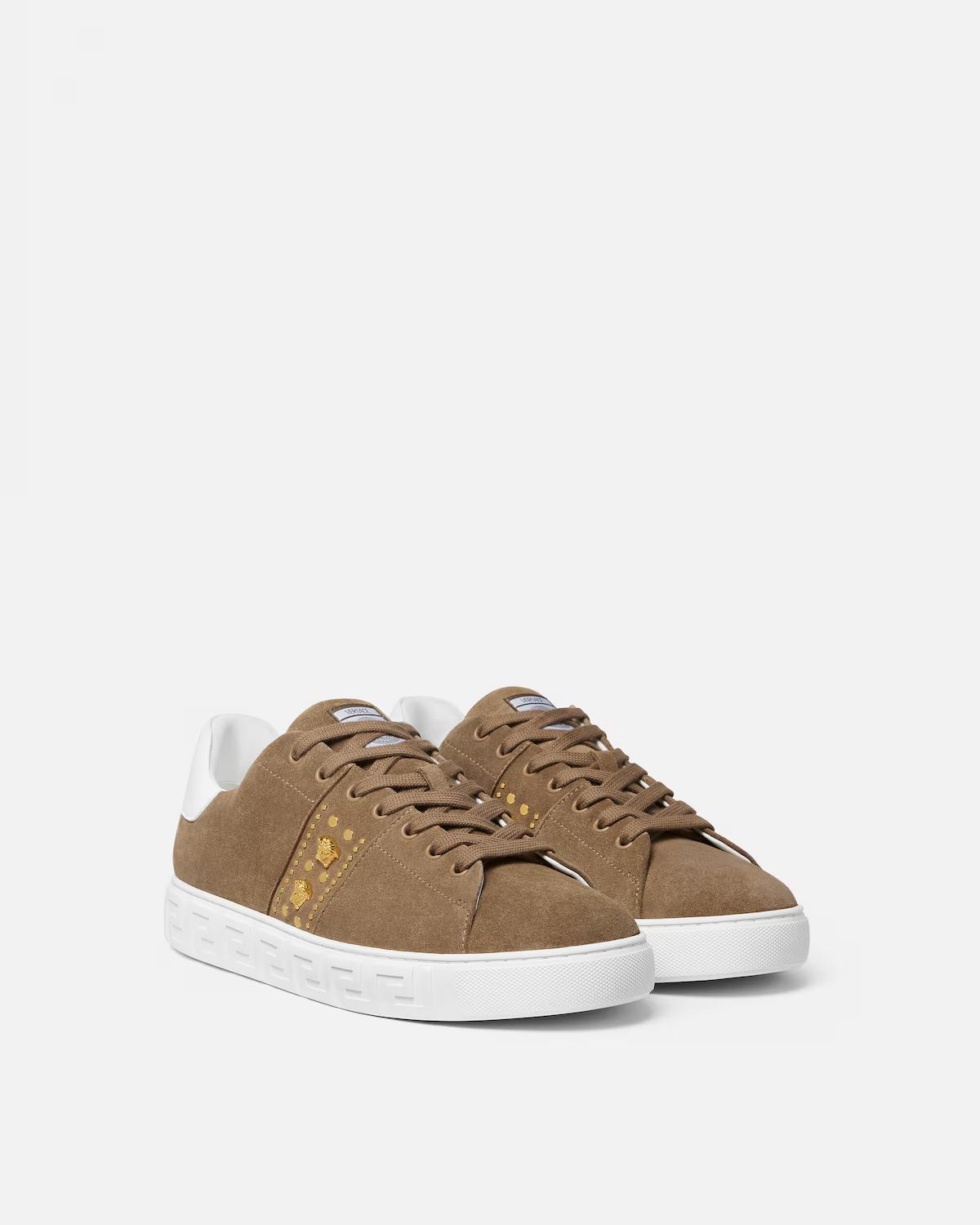 Greca Embellished Suede Sneakers - Image 2