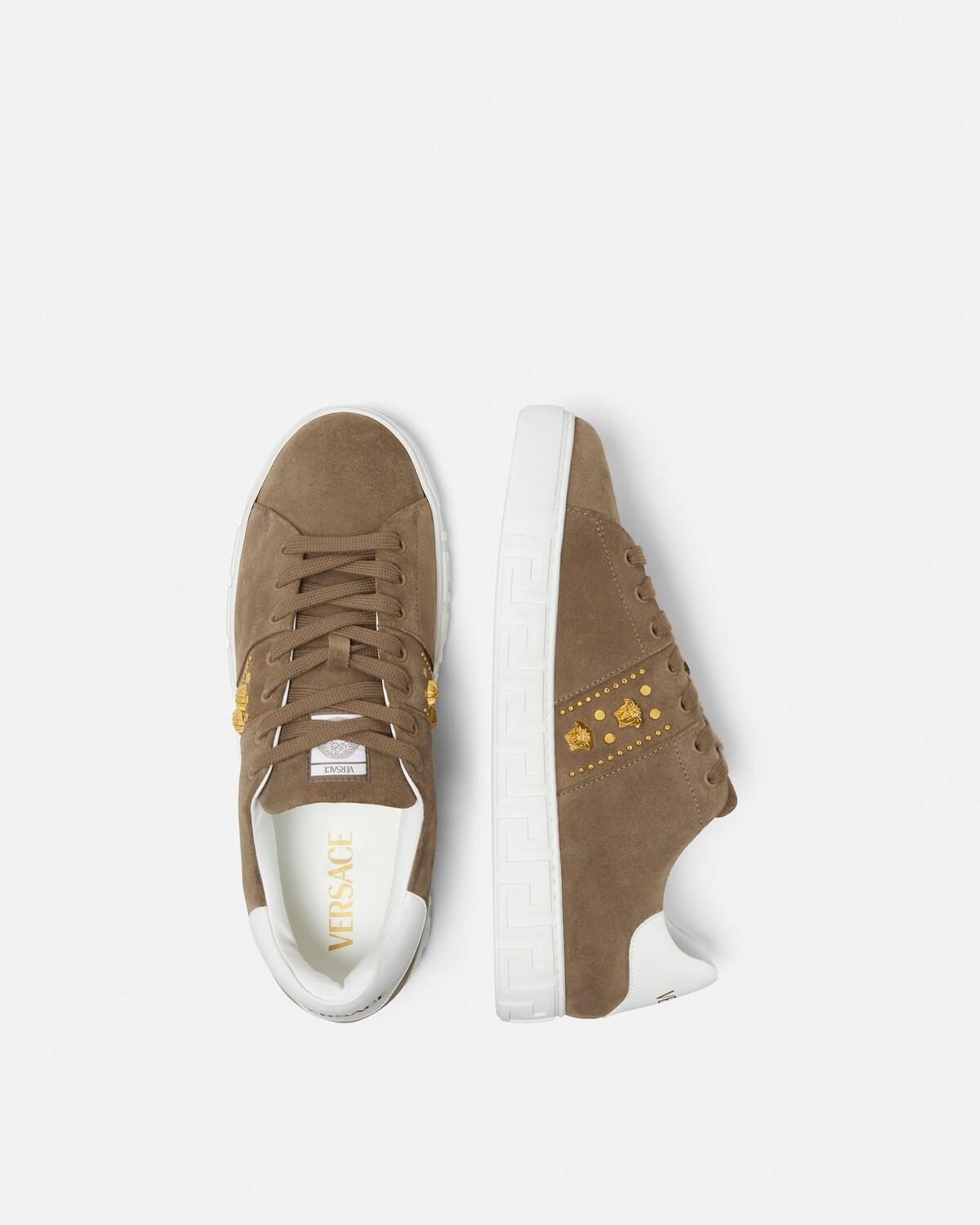 Greca Embellished Suede Sneakers - Image 3