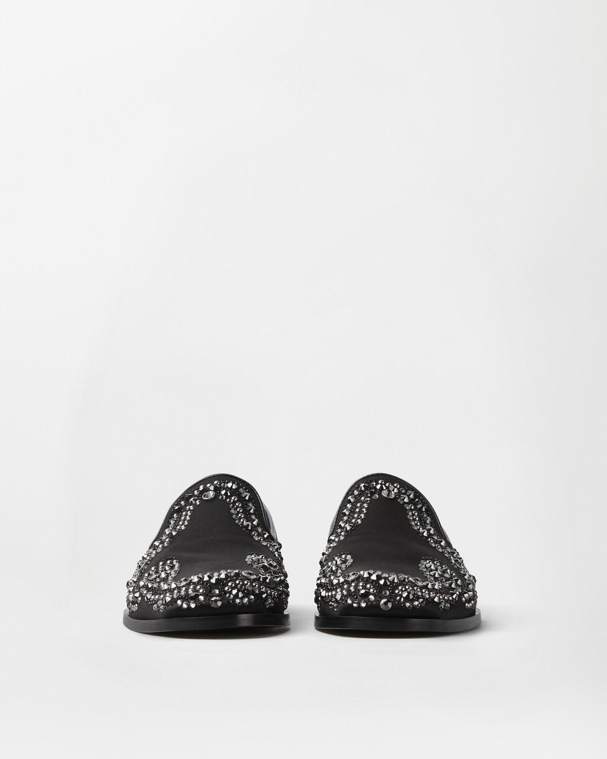 Medusa Embellished Satin Slippers - Image 4