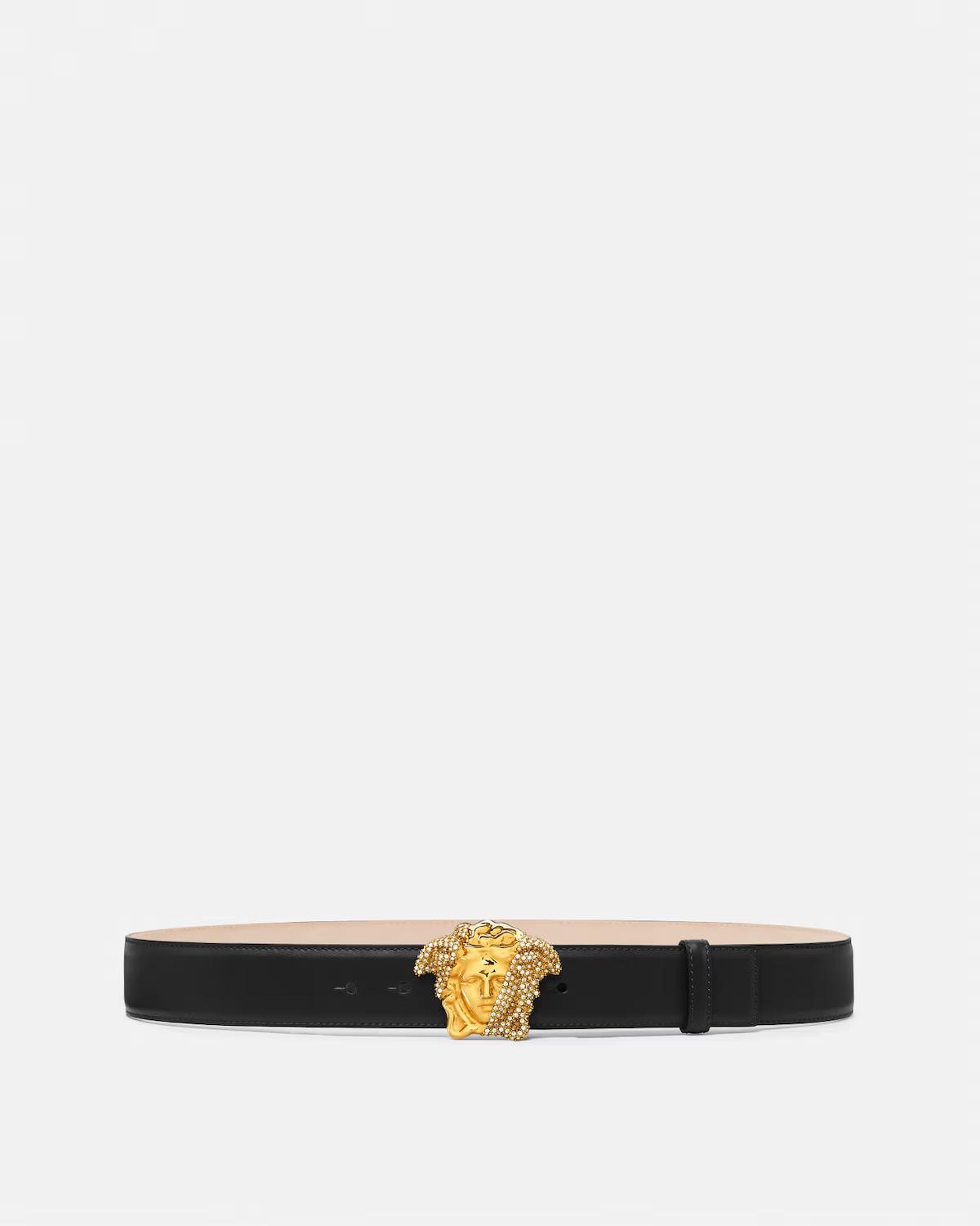 La Medusa Embellished Leather Belt 4 cm