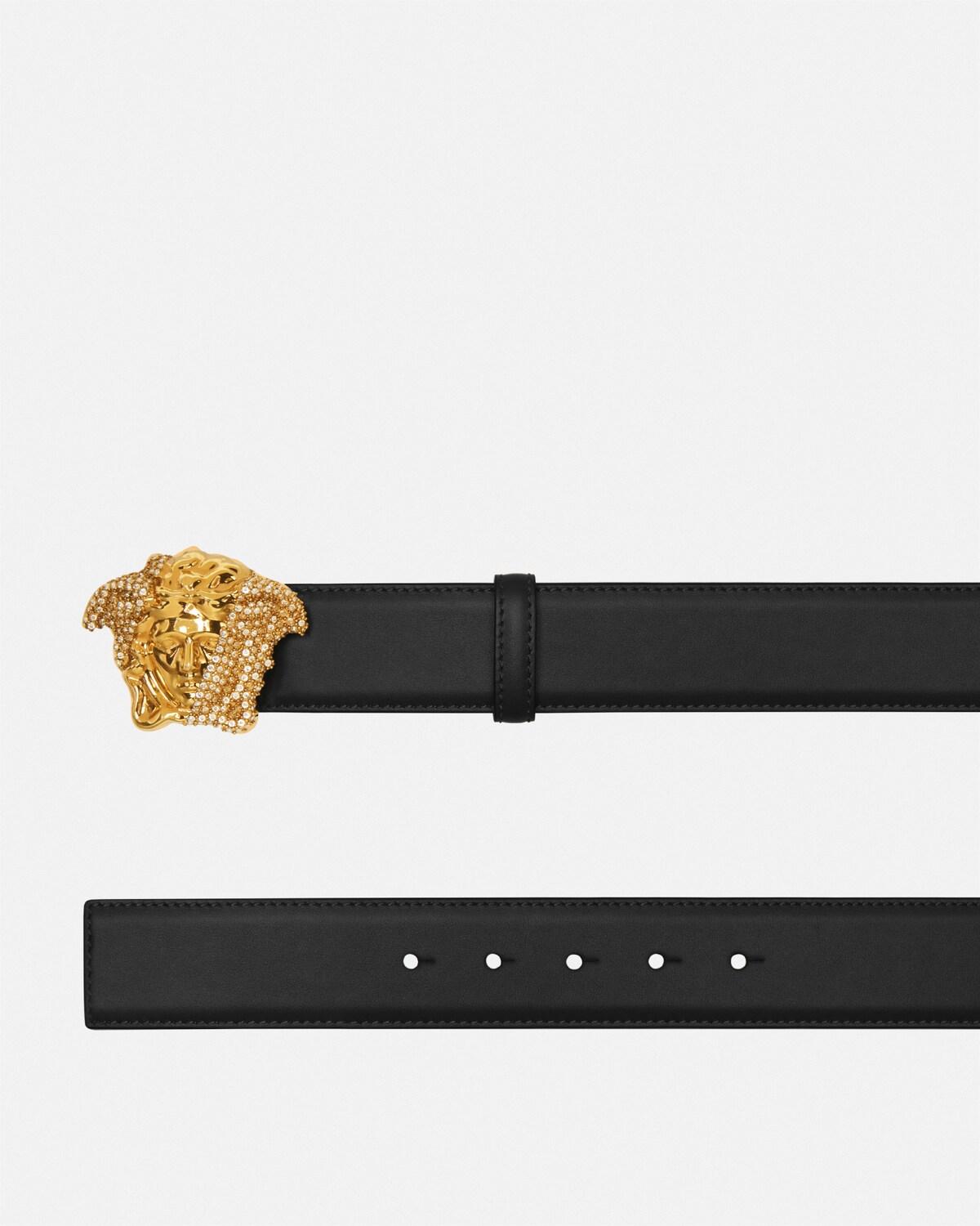 La Medusa Embellished Leather Belt 4 cm - Image 2