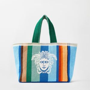 Striped Cotton-Terry Jacquard Tote Bag
