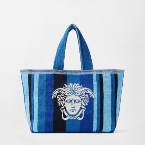 Striped Cotton-Terry Jacquard Tote Bag