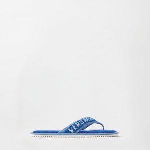 Striped Cotton-Terry Jacquard Flip Flops