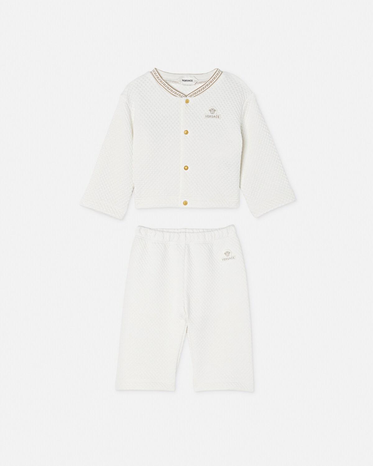 Baby cardigan set in embroidered matelass?? jersey