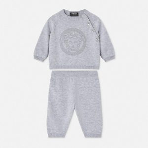 Baby Embroidered Cotton Knit Sweater Set