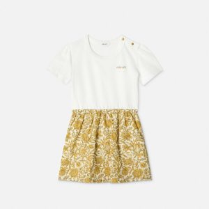 Baby Embroidered-Logo Cotton-Piqu?? & Poplin Dress