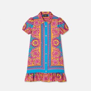 Kids Printed Silk Twill Dress