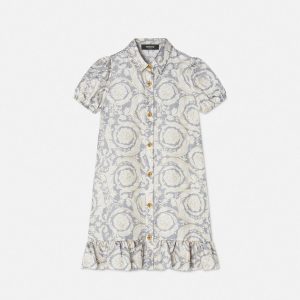 Kids Printed Silk Twill Shirt Dress
