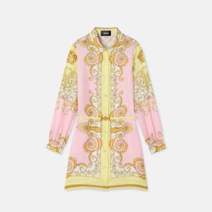 Kids Printed Silk Twill Shirt Dress
