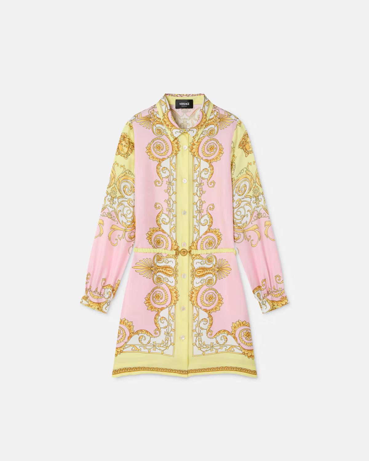 Kids Printed Silk Twill Shirt Dress