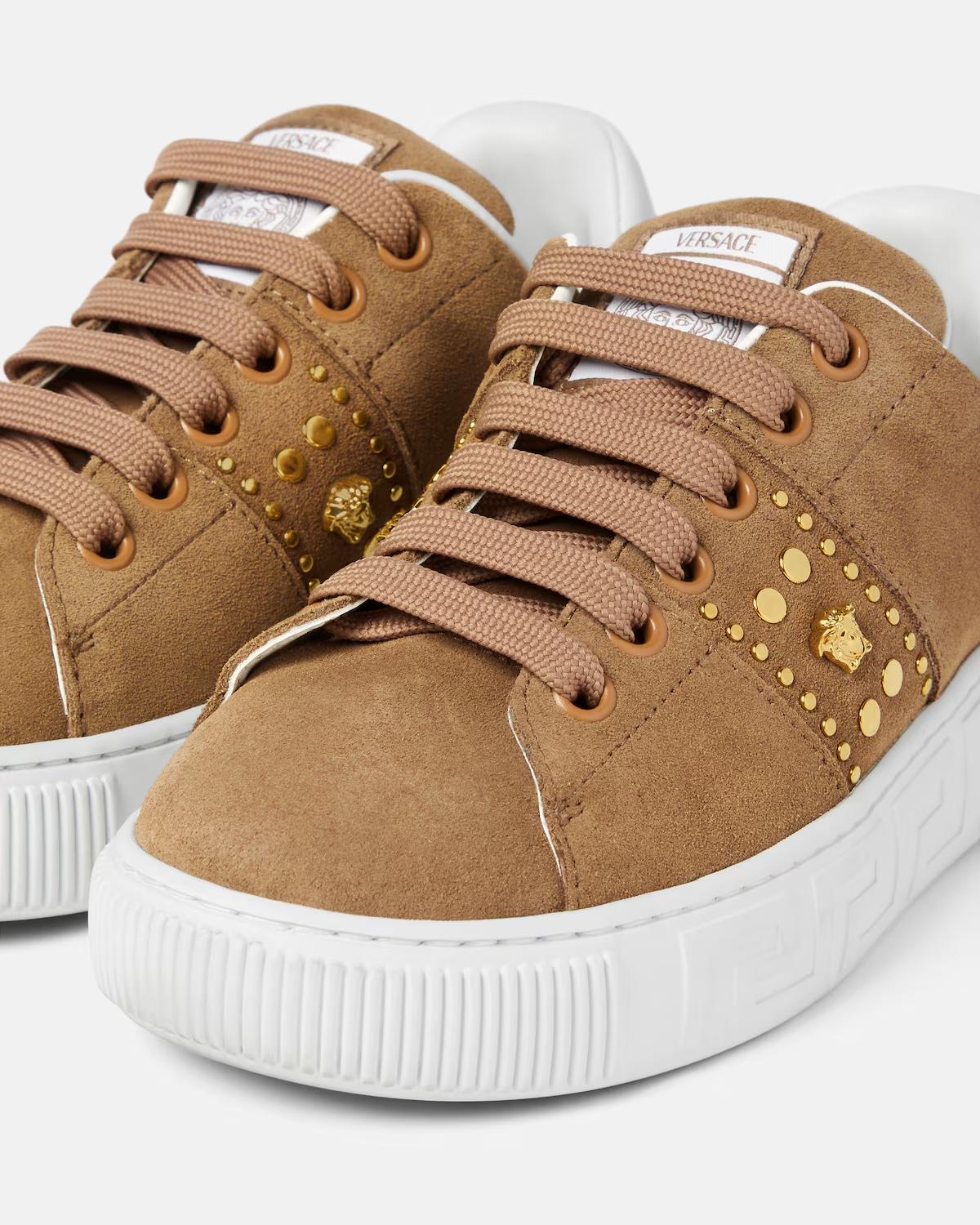 Kids Greca Embellished Suede Sneakers - Image 2