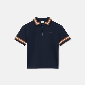 Kids Embroidered-Logo Stretch Piqu?? Zip Polo