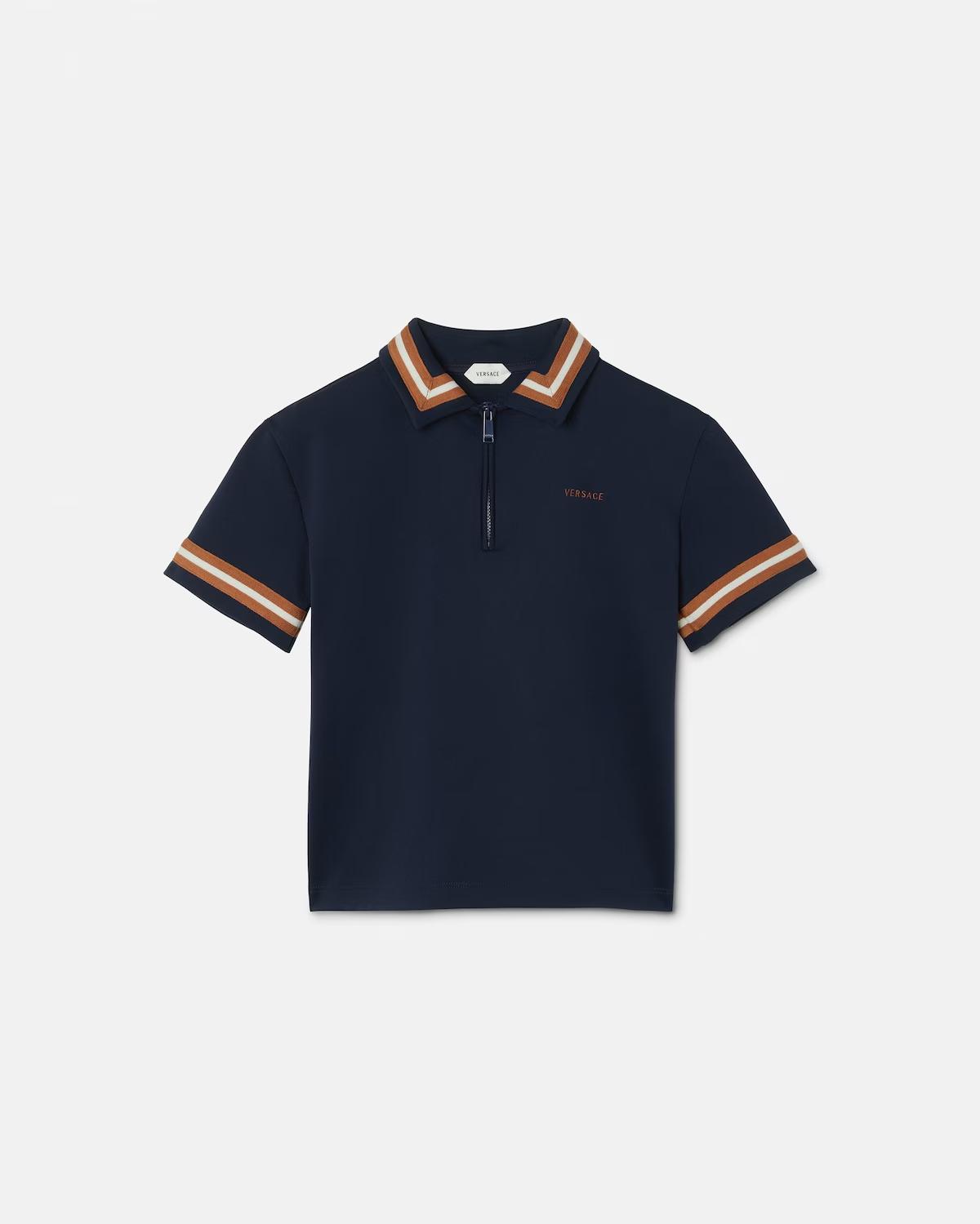 Kids Embroidered-Logo Stretch Piqu?? Zip Polo