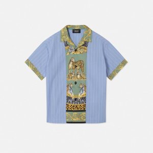 Kids Printed Striped Cotton-Poplin Shirt