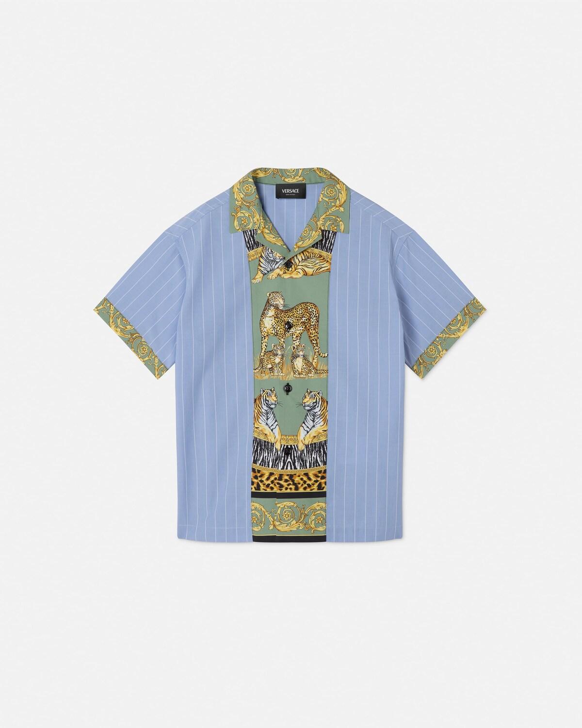 Kids Printed Striped Cotton-Poplin Shirt