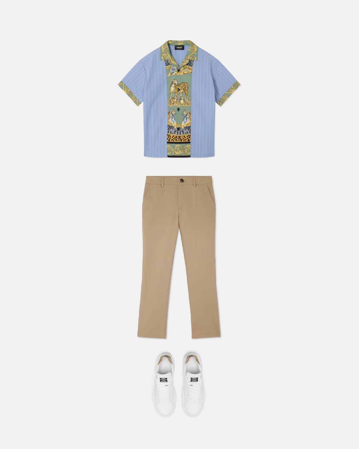 Kids Printed Striped Cotton-Poplin Shirt - Image 2