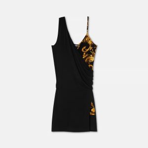 Printed Viscose Draped Midi Dress