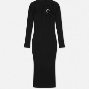 Baroque Buckle Cutout Midi Dress
